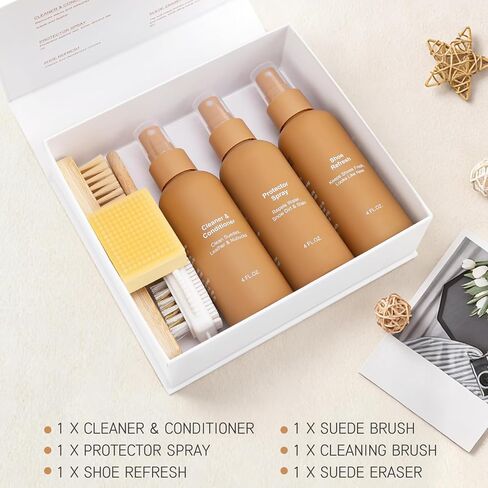 Suede and Nubuck Cleaner Kit, 5-in-1 Shoe Care Kit with Protector Spray | Effective Suede Stain Remover and Water Repellent for Sheepskin, Leather, Suede Boots, Sneakers and Footwear in Kuwait