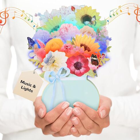 Musical Birthday Cards with Lights, 3D Pop Up Violet Flower Birthday Card for Women, 10 Inch Butterfly Bouquet, Happy Birthday Gift Card for Wife Mom Mother Daughter Sister in Saudi Arabia