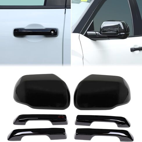 Car Rear View Mirror Trim & Exterior Door Handle Cover Kit Compatible with Tundra/Sequoia 2022-2025 Accessories, Outside Side Rearview Mirror Caps Scratch Protector Decoration with Turn Signal Model in Saudi Arabia