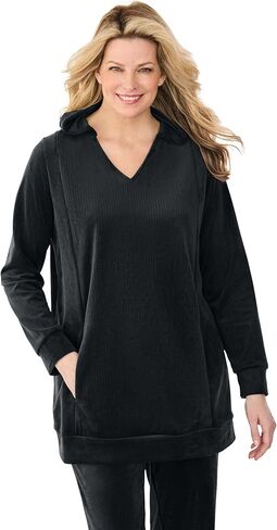 Woman Within Plus Size Velour Hoodie Sweatshirt in Saudi Arabia