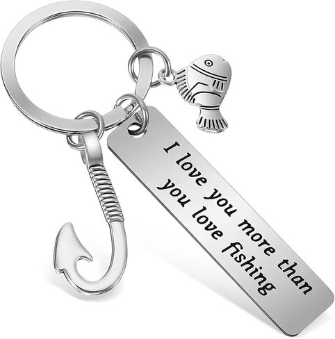 Fishing Keychain, I Love You More Than You Love Fish Keychain, Personalized Gifts for Men Boys, Cute Birthday Christmas Valentine’s Day Gift from Wife for Men Boyfriend Husband Fishermen in Saudi Arabia