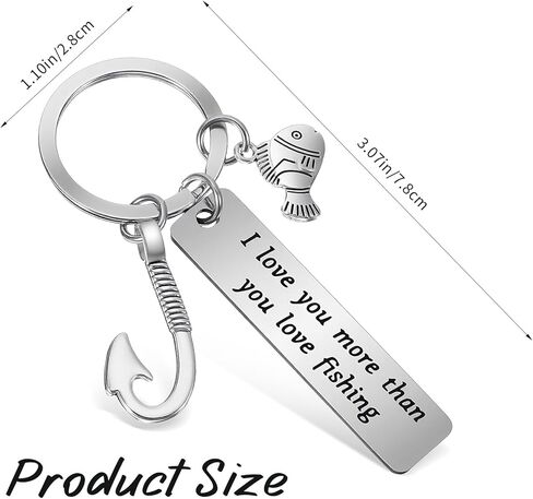 Fishing Keychain, I Love You More Than You Love Fish Keychain, Personalized Gifts for Men Boys, Cute Birthday Christmas Valentine’s Day Gift from Wife for Men Boyfriend Husband Fishermen in Saudi Arabia