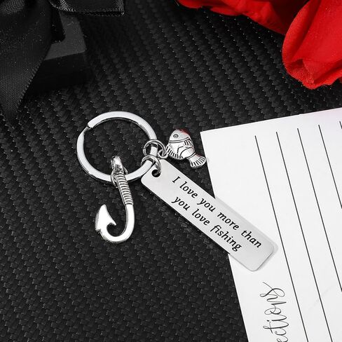Fishing Keychain, I Love You More Than You Love Fish Keychain, Personalized Gifts for Men Boys, Cute Birthday Christmas Valentine’s Day Gift from Wife for Men Boyfriend Husband Fishermen in Saudi Arabia