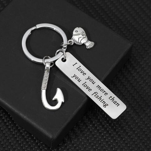 Fishing Keychain, I Love You More Than You Love Fish Keychain, Personalized Gifts for Men Boys, Cute Birthday Christmas Valentine’s Day Gift from Wife for Men Boyfriend Husband Fishermen in Saudi Arabia
