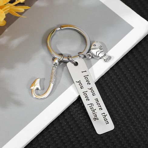 Fishing Keychain, I Love You More Than You Love Fish Keychain, Personalized Gifts for Men Boys, Cute Birthday Christmas Valentine’s Day Gift from Wife for Men Boyfriend Husband Fishermen in Saudi Arabia