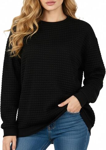 Round Neck Solid Color Fashion Long Sleeve Women's Sweatshirt in Saudi Arabia