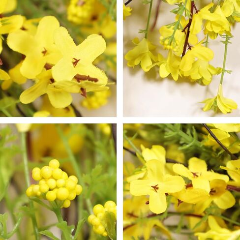 إكليل ربيعي مقاس 60.96 سم للباب الأمامي، إكليل زهرة فورسيثيا الصفراء الاصطناعية لجميع الفصول - ديكور داخلي وخارجي للمزرعة للشرفة والجدار وعيد الفصح والصيف in Kuwait