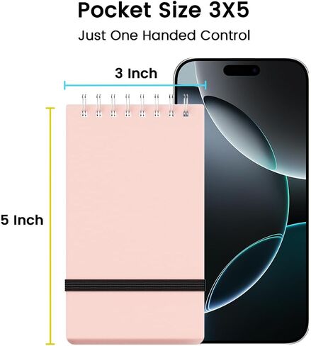 BEYONG دفتر يوميات صغير للجيب، مفكرة صغيرة حلزونية دفاتر ملاحظات للعمل ومدرسة التمريض (وردي، 3x5) in Kuwait