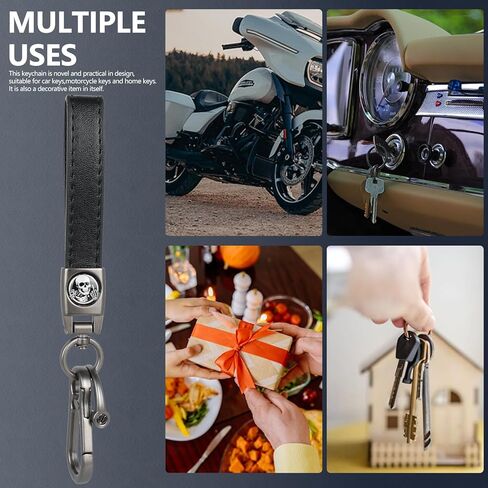 Leather Motorcycle & Car Keychain with Zinc Alloy Rings & Anti Lost D-Ring Kits for Men & Women Accessories in Saudi Arabia