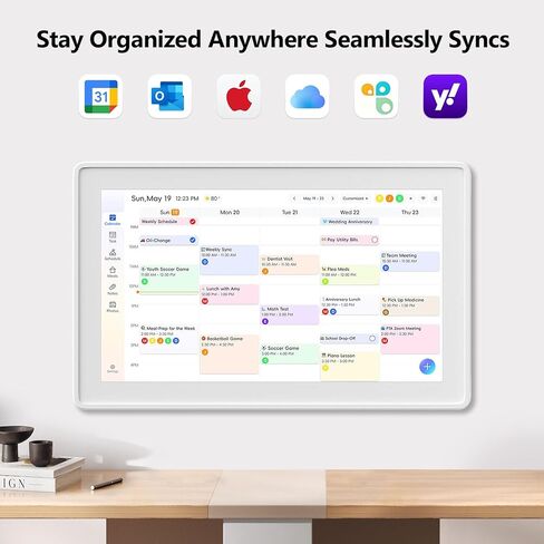 تقويم رقمي، تقويم إلكتروني لمخطط الحائط مقاس 15.6 بوصة ومخطط المهام، شاشة تفاعلية ذكية تعمل باللمس لجداول الأسرة، رائعة لتنظيم روتينك، يمكن تركيبها على الحائط والمكتب باللون الأبيض in Kuwait