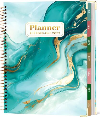 CAGIE Planner 2026-2027, 18 Month Weekly and Monthly Planner, Marble Design Calendar with Tabs, Jul 2026–Dec 2027, Large 8.5" x 11" A4 Hardcover Spiral Agenda Planner for Home, Work, School and Teacher (Green） in Kuwait