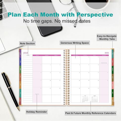 CAGIE Planner 2026-2027, 18 Month Weekly and Monthly Planner, Marble Design Calendar with Tabs, Jul 2026–Dec 2027, Large 8.5" x 11" A4 Hardcover Spiral Agenda Planner for Home, Work, School and Teacher (Green） in Kuwait