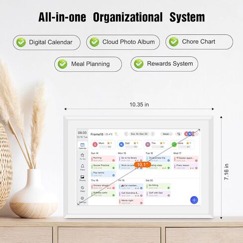 10.1" Digital Calendar and Digital Picture Frame Smart Family Planner Chore Charts with Task Rewards Meal Planning Interactive Display for Family Schedules 32GB 1280x800P IPS Touchscreen Desk Calendar in Saudi Arabia