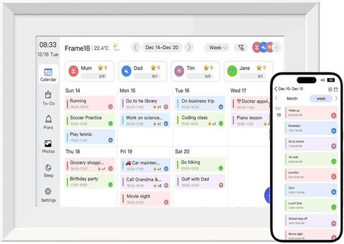 10.1" Digital Calendar and Digital Picture Frame Smart Family Planner Chore Charts with Task Rewards Meal Planning Interactive Display for Family Schedules 32GB 1280x800P IPS Touchscreen Desk Calendar in Saudi Arabia