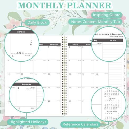 2026-2031 Monthly Planner/Calendar - 5 Year Planner 2026-2031 from JUL. 2026 - JUN. 2031, 9" x 11", Monthly Tabs, Note Pages, Twin-Wire Binding, Transparent Waterproof PP Cover in Kuwait