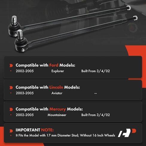 A-Premium 2 x Rear Outer Tie Rod Ends, Compatible with Ford Explorer 2002-2005, Lincoln Aviator 2003-2005, Lincoln Aviator 2003-2005 in Saudi Arabia
