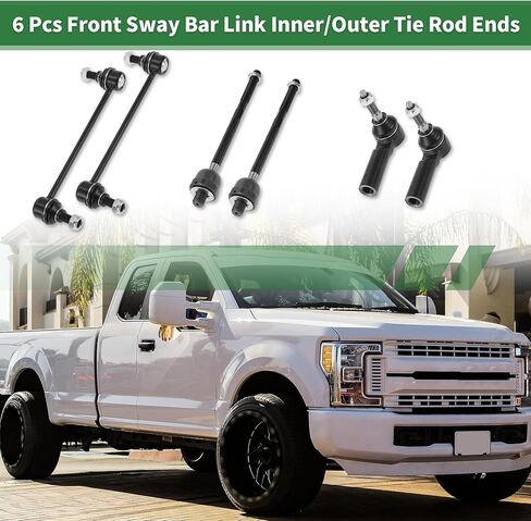 X AUTOHAUX 6pcs Front Suspension Kit Inner Outer Tie Rod End Front Sway Bar Link for Ford for Mustang 2015-2019 No.ES801352/EV801343/K750798 in Saudi Arabia
