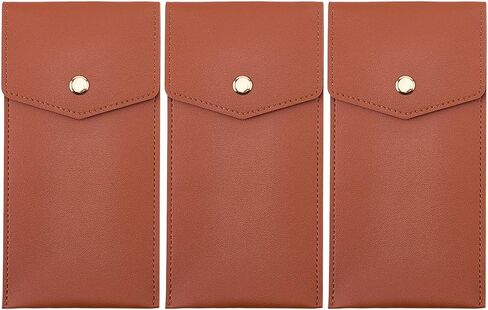 PU Leather Pen Case Holder Brown Leather Multi Office Pencil Storage Bag Pouch Protective Sleeve Cover with Snap Button for Fountain Ballpoint and Rollerball Pens Travel Organizer in Saudi Arabia