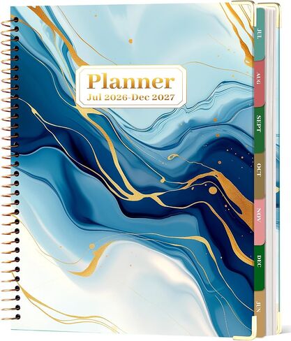 CAGIE Planner 2026-2027, 18 Month Weekly and Monthly Planner, Marble Design Calendar with Tabs, Jul 2026–Dec 2027, Large 8.5" x 11" A4 Hardcover Spiral Agenda Planner for Home, Work, School and Teacher (Green） in Kuwait