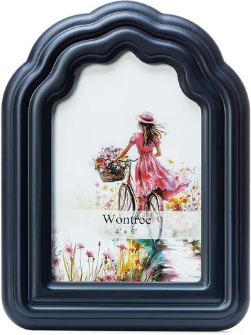 8x10 White Arch Picture Frame with Curved Design, Solid Wood with Real Glass, Matted to 5x7, Vertical for Tabletop or Wall Hanging Display Photo Frame in Saudi Arabia