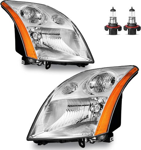 Headlights Assembly for 2007-2009 Nissan Sentra 4-Door Halogen Headlamp Replacement, High/Low Beam W/Bulbs, Driver & Passenger Side in Kuwait