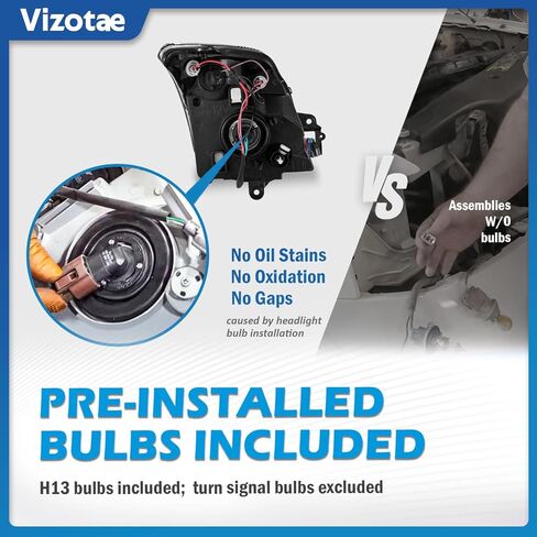 Headlights Assembly for 2007-2009 Nissan Sentra 4-Door Halogen Headlamp Replacement, High/Low Beam W/Bulbs, Driver & Passenger Side in Kuwait