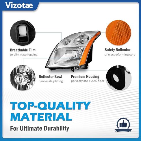 Headlights Assembly for 2007-2009 Nissan Sentra 4-Door Halogen Headlamp Replacement, High/Low Beam W/Bulbs, Driver & Passenger Side in Kuwait