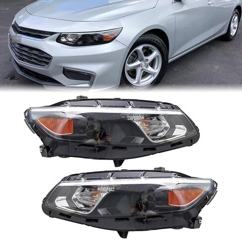 Halogen Headlight Headlamp Assembly Compatible with 2016 2017 2018 Chevy Malibu Driver and Passenger Side Bulbs are Included Plug and Play in Saudi Arabia