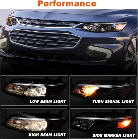 Halogen Headlight Headlamp Assembly Compatible with 2016 2017 2018 Chevy Malibu Driver and Passenger Side Bulbs are Included Plug and Play in Saudi Arabia