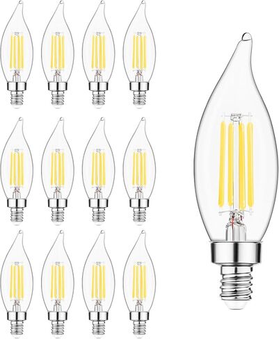 مصابيح LED شمعدان E12 من Sengled قابلة للتعتيم، مصابيح إضاءة ثريا CA10 مكافئة 60 وات، مصابيح شموع بيضاء ناعمة 2700 ك للثريات، مروحة السقف، ضوء قلادة، 6 عبوات in Kuwait