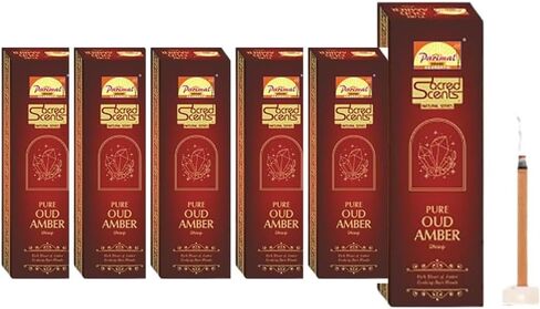 أعواد عود العنبر النقي من باريمال (78-88) (240 جم) | 45-60 دقيقة حرق | عود عنبر بخور أقل بخور | كل علبة 40 جرام | عطر غني يدوم طويلاً | حامل دوب بالداخل | حزمة من 6 in Kuwait