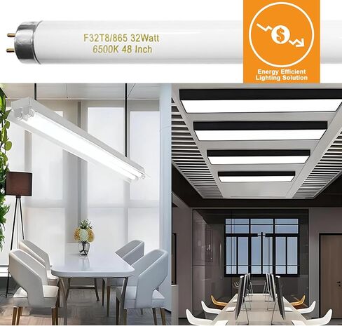 25 Pack T8 Fluorescent Bulbs 4 foot, F32T8/865 Fluorescent Light Bulb 48 Inch 32 Watt 6500K Daylight 2500 Lumens G13 Base in Kuwait