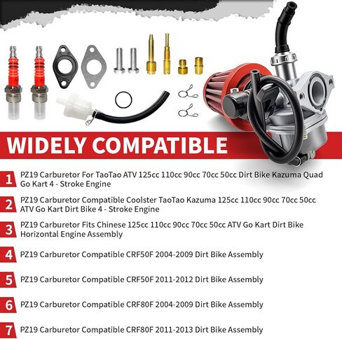 مكربن ​​PZ19 للدراجة الترابية TaoTao ATV 125cc 110cc 90cc 70cc 50cc Kazuma Quad Go Kart 4 - محرك الأشواط in Kuwait