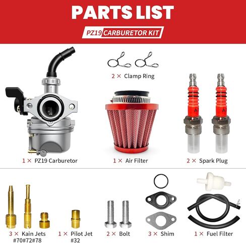 مكربن ​​PZ19 للدراجة الترابية TaoTao ATV 125cc 110cc 90cc 70cc 50cc Kazuma Quad Go Kart 4 - محرك الأشواط in Kuwait