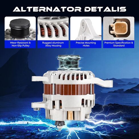 New Alternator for Jeep Compass Patriot 2.0L 2.4L 07-16, for Chrysler 200 11-13 2.4L, for Sebring 07-10 2.4L, for Avenger 08-13 2.4L, for Caliber 07-12, 12V 115A 6-Groove Clutch Pulley, 11231N in Saudi Arabia