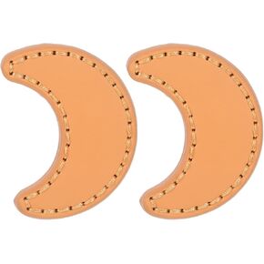 Luxshiny 2pcs Moon Shaped Cabinet Door Handles with Khaki Pu Leather, Single Hole Drawer Pulls for Wardrobe and Dresser Furniture Hardware in Kuwait