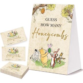 How Many Honeycombs Baby Shower Game Signs, Bear Themed Baby Shower Party Decorations with 1 Standing Sign and 50 Cards, Gender Reveal Party Game Supplies, Bear Supplies Party Decoration, 3 in Saudi Arabia