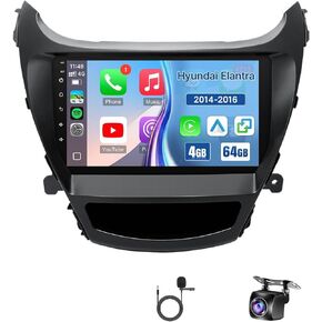 2+32G Android Car Stereo for Hyundai Elantra 2014 2015 2016 Radio Support with Apple Carplay Android Auto 9'' Touchscreen Mirror Link Bluetooth Wifi GPS Navi Dash Kit with Backup Camera Accessories in Kuwait