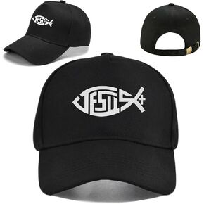 Christian Hat for Men Women Christian Cross Cotton Baseball Cap Jesus Fish 3 Nail Mens Black Baseball Hat Snapback Hats Trucker Flat Bill Cap for Women Men Golf Accessories Religious Faith Christ Gift in Kuwait
