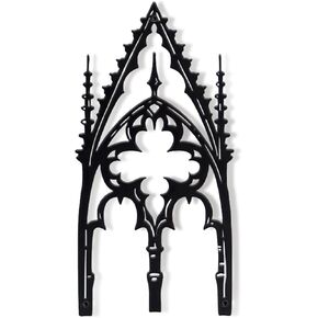 WOPARTY Gothic Cathedral Window Wall Art, Black Metal Decorative Panel, 11.8 x 5.91 Inches, Medieval Home Decor for Bedroom Living Room in Kuwait