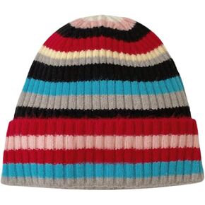 Colorful Striped Beanie Cuffed Winter Soft Rib Knit Hat for Women Men Gift in Saudi Arabia
