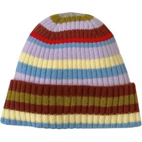 Colorful Striped Beanie Cuffed Winter Soft Rib Knit Hat for Women Men Gift in Kuwait