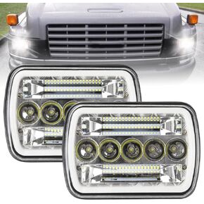 130W مستطيلة 5x7 / 6x7 بوصة المصابيح الأمامية عالية منخفضة الشعاع متوافقة مع 2003-2009 GMC C4500 C5500 C6500 TopKick، withe الأبيض DRL العنبر بدوره إشارة DOT H6054 المصابيح الأمامية، 2PCS in Kuwait