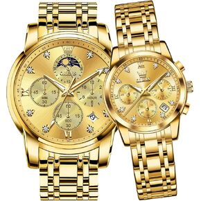 OLEVS Watches for Couple Valentines Mens and Womens Matching Wrist Watches His and Her Couple Set Dating Luxury Dress Romantic Lover Gift Set in Kuwait