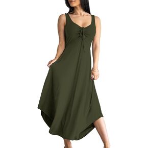 Langwyqu Womens 2026 Summer Sleeveless Tank Dress Empire Waist Asymmetrical Flowy Casual Maxi Dresses in Kuwait