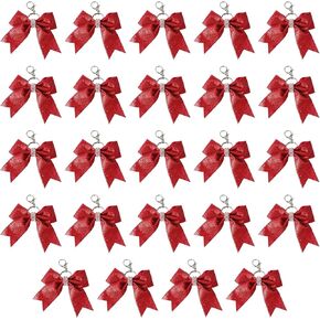 مجموعة سلاسل مفاتيح على شكل فيونكة مكونة من 24 قطعة، حلقات مفاتيح من نسيج حجر الراين، زينة حلية للحقيبة باللون الأحمر اللامع، ملحقات خفيفة الوزن لحقائب الظهر، والحفلات، والهدايا in Kuwait