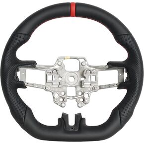 Real Carbon Fiber Steering Wheel with Trim for Ford Mustang 2018–2023 White Positioning Line White Hand Stitching D-Shape Ergonomic Grip Steering Wheel for Mustang EcoBoost/GT/Shelby GT350/GT350R in Kuwait