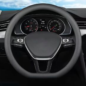D-Shaped Steering Wheel Cover for Volkswagen VW Atlas Tiguan Jetta ID.4 Passat Taos Golf Beetle Polo GTI Touareg CC SEL SE R-line S Cross Sport Car Accessories, 14.5-15 inch Black in Kuwait