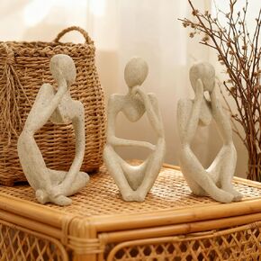 SIMON'S SHOP Thinker Figurines Set of 3, Modern Abstract Minimalist Home Decor Sculptures, 5″ Tall Freestanding Art Pieces for Shelf, Table, Office or Gift in Kuwait