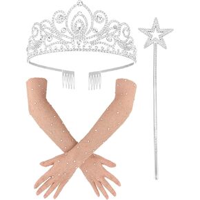 مجموعة إكسسوارات زي الأميرة Ondder للنساء من عصا التاج والنجمة السحرية وقفازات مقطوعة من حجر الراين، مناسبة لحفلات أعياد الميلاد، والحفلات التنكرية، وأعياد الميلاد، وأداء المسرح in Kuwait